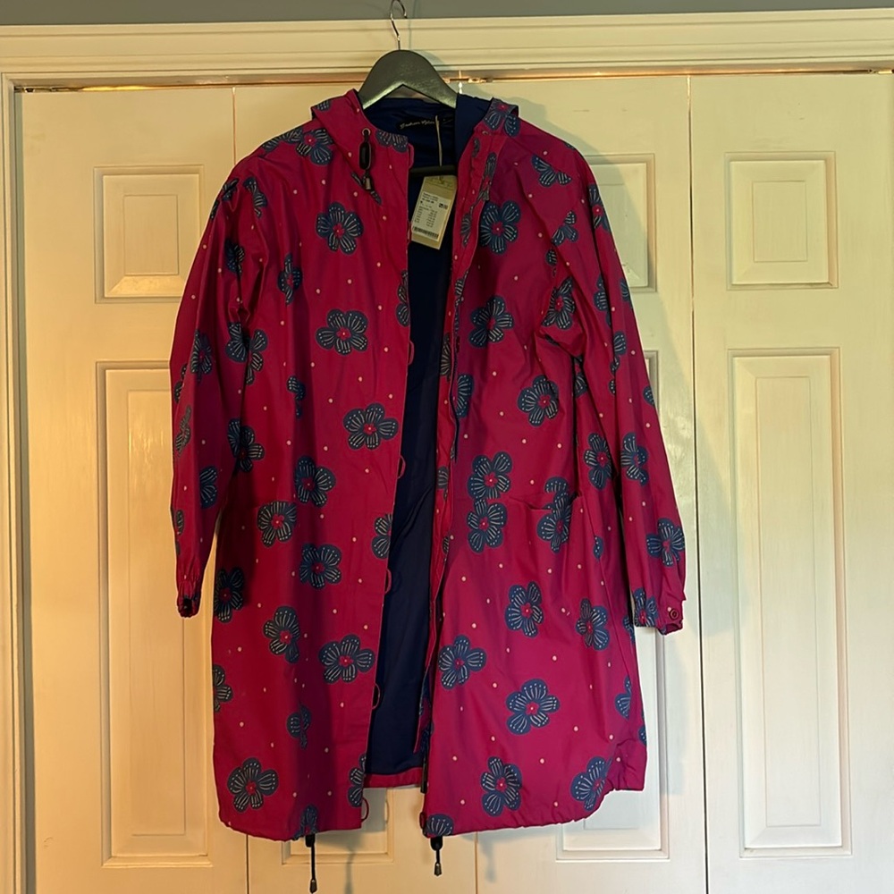 Pink and periwinkle blue floral spring Parka Loella